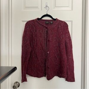 JB Jenny Buchanan Red Mohair Blend Knit Cardigan | Wool | Size L